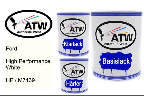 Ford, High Performance White, HP / M7139: 1L Lackdose + 1L Klarlack + 500ml Härter - Set, von ATW Autoteile West.